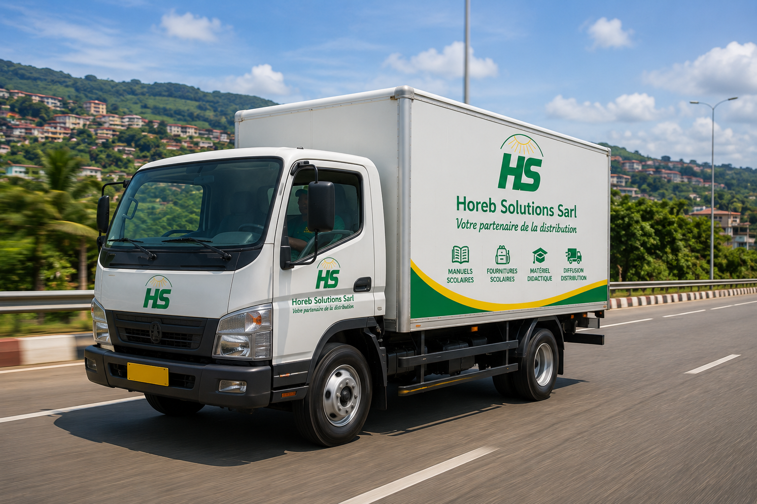 Camion de livraison Horeb Solutions — distribution nationale au Cameroun